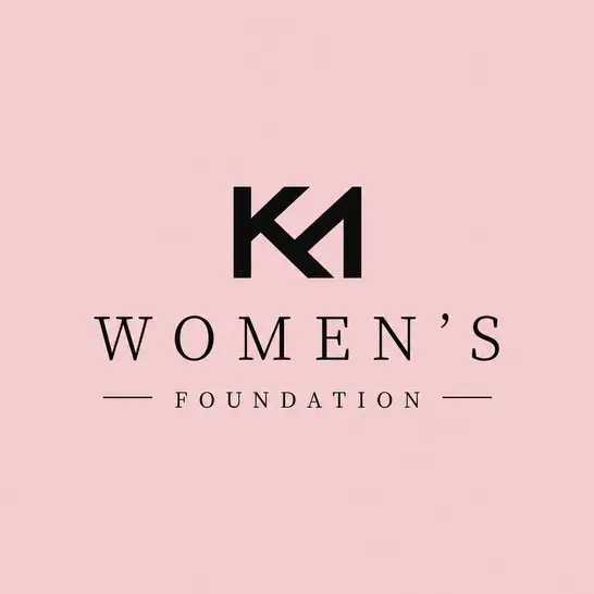 Women's Foundation program logója: KA monogram és felirat rózsaszín alapon
